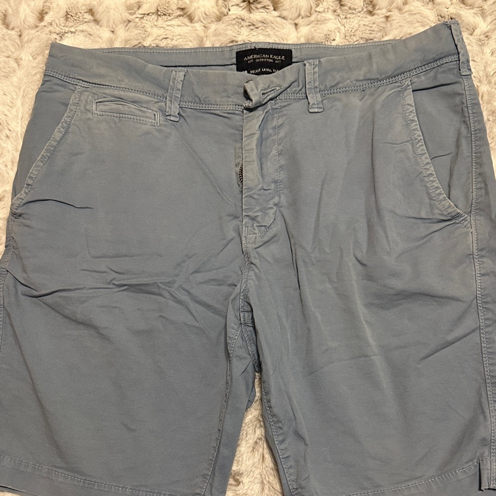 American Eagle Outfitters next level flex (slim) Light Blue Flat Front Shorts